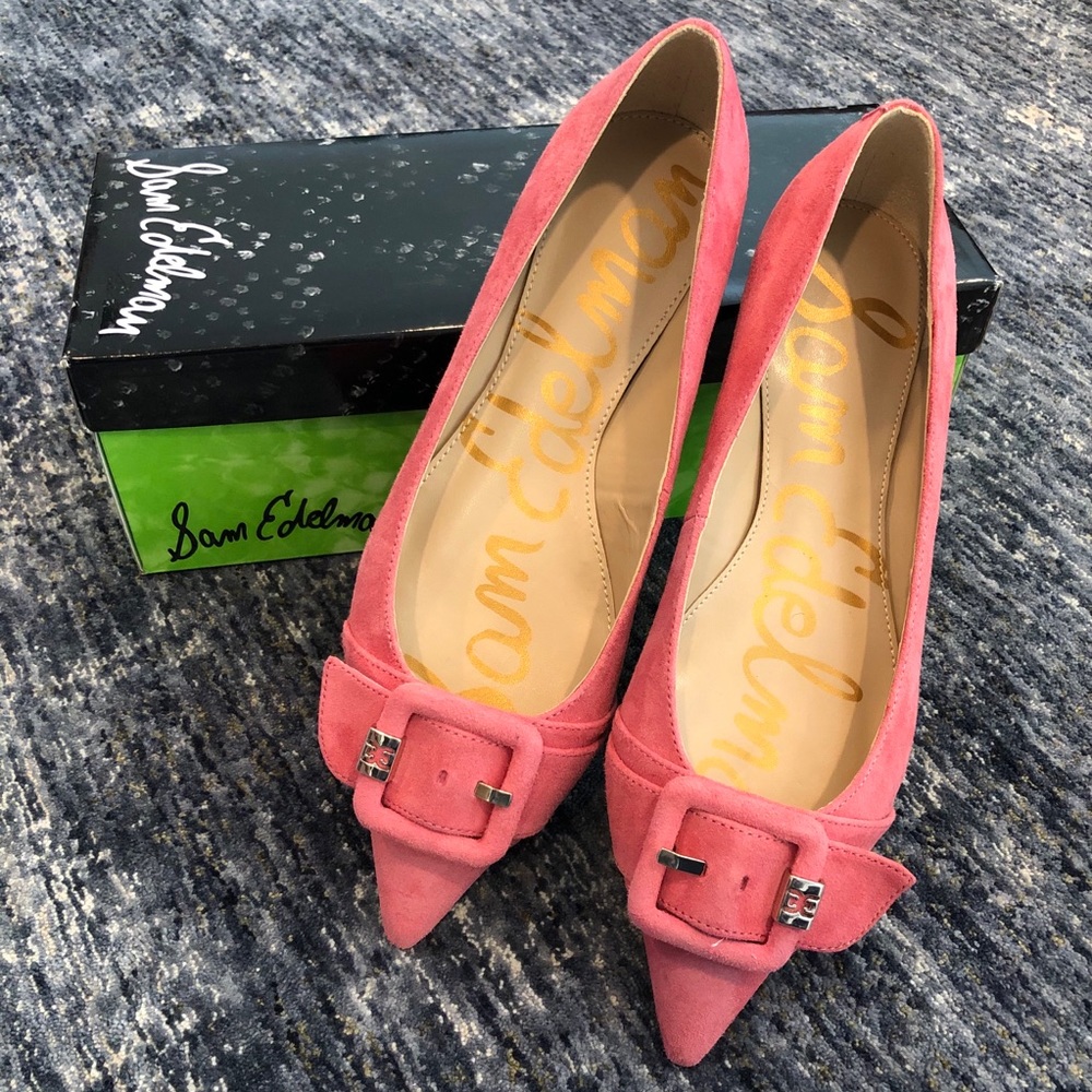 HP! Sam Edelman Pointed Toe Flats in Pink Suede - Picture 3 of 6